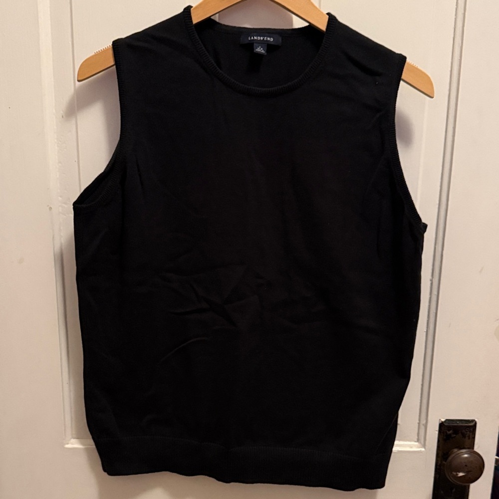 3/$30 Lands' End Classic Black Knit vest